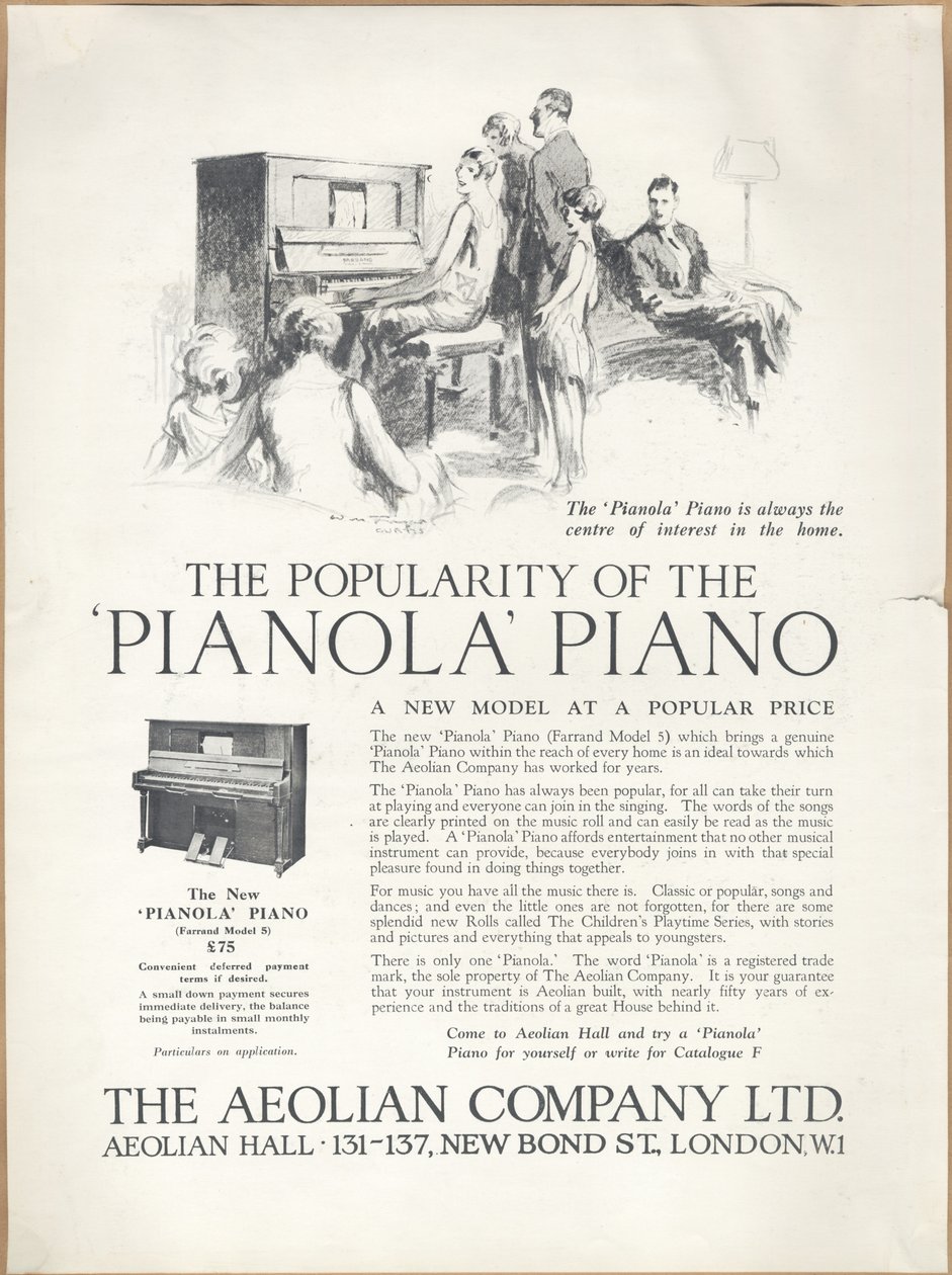 Piana Aeolian Company, 20. léta 20. století od Wilfred Fryer