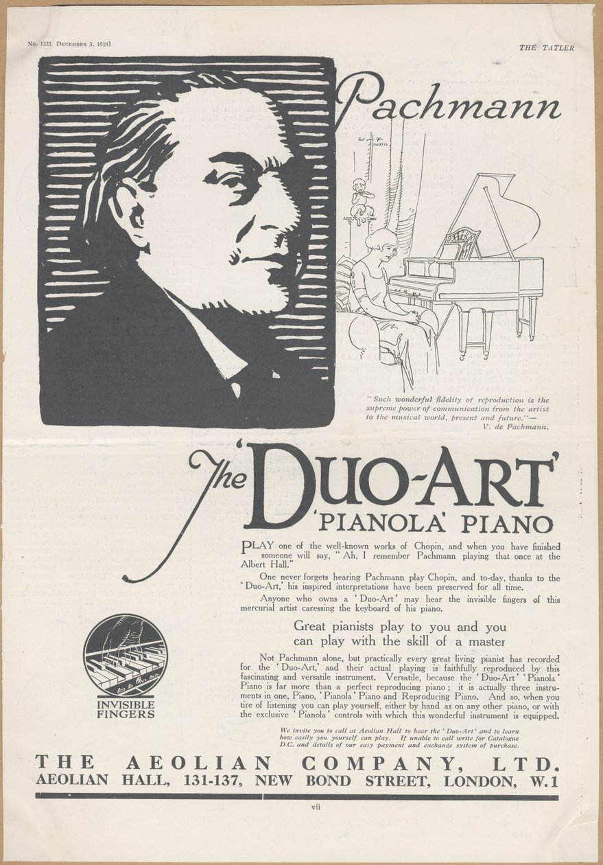 Pianas Aeolian Company, 1924 od Wilfred Fryer
