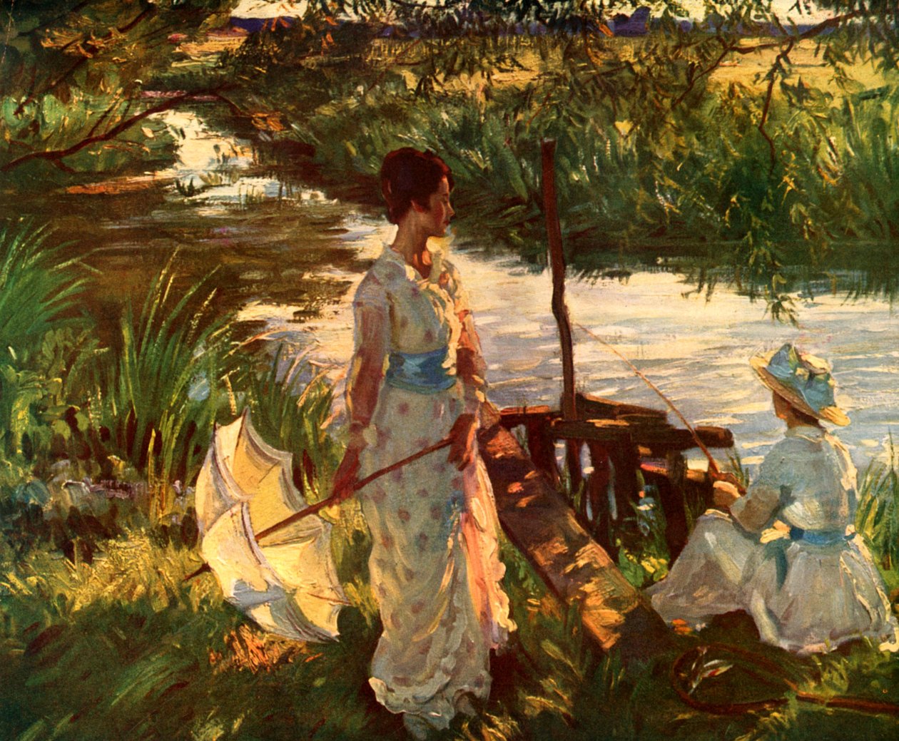 Rybaření, knižní deska od Wilfred Gabriel de Glehn
