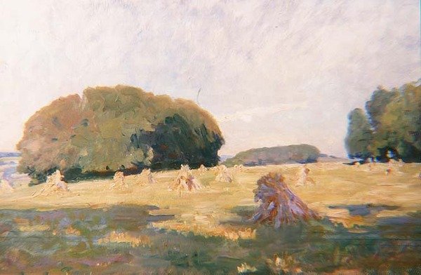 Kupky sena v poli od Wilfred Gabriel de Glehn