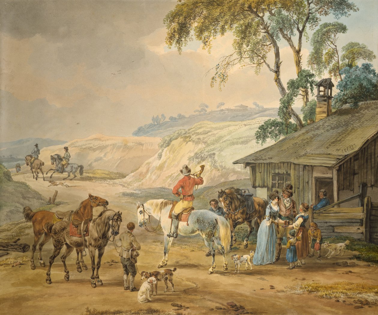Hunting Party (wc na papíře) od Wilhelm Alexander Kobell