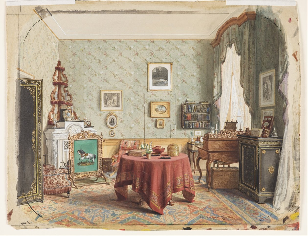 Obývací pokoj s psacím stolem od Wilhelm Amandus Beer