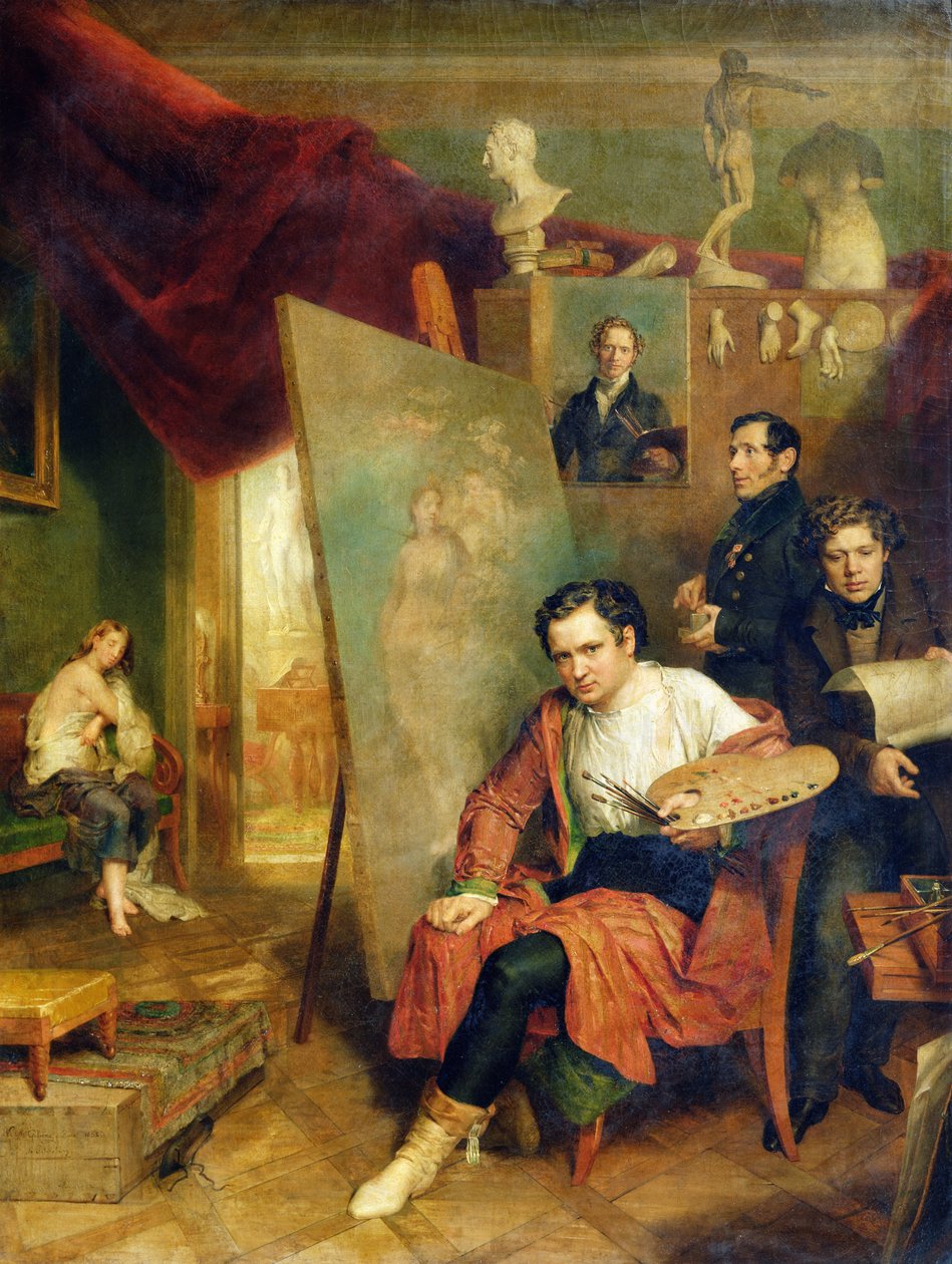 V ateliéru malíře, 1832 od Wilhelm August Golicke