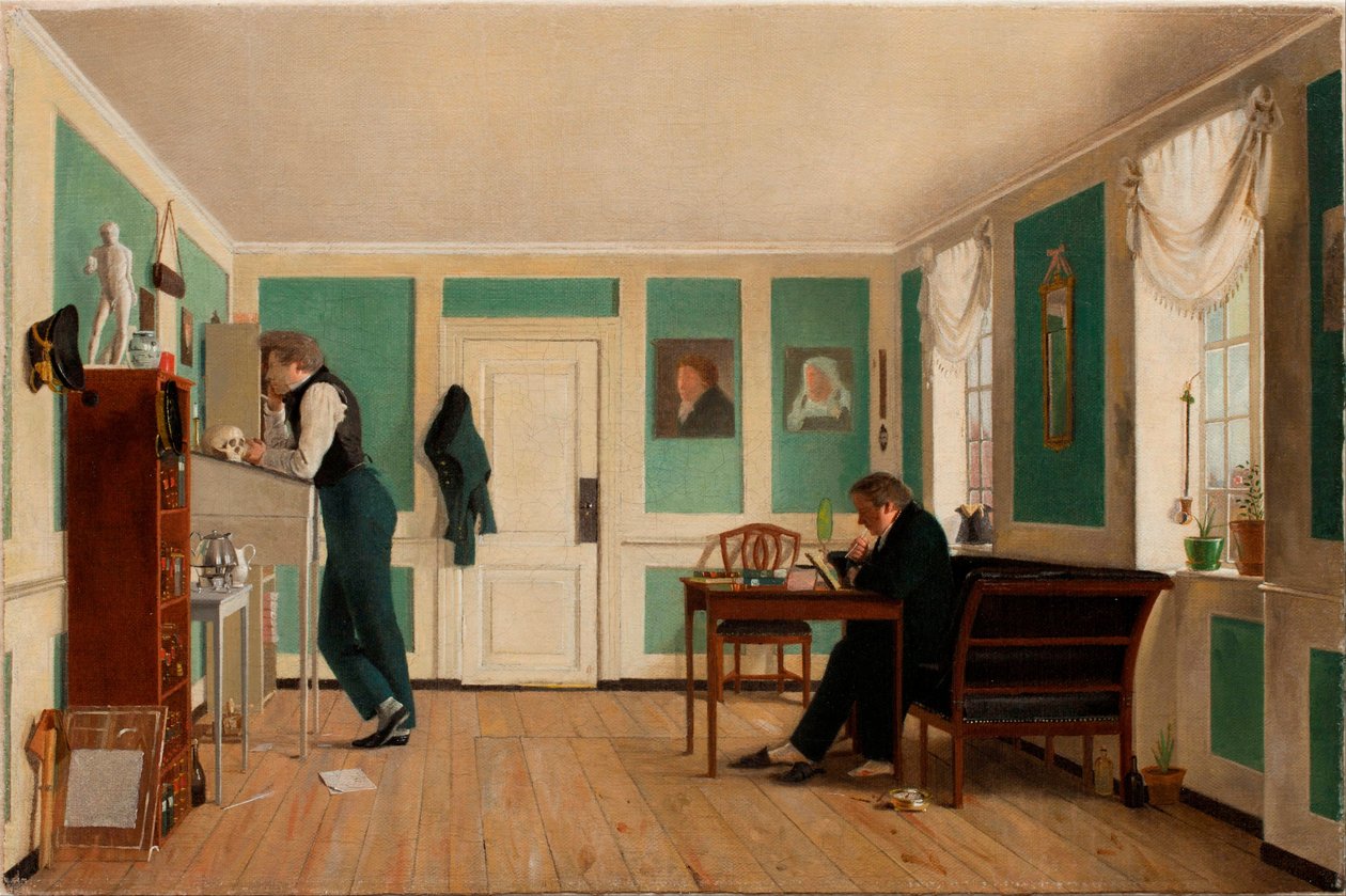 Interiér od Amaliegade. Kapitán Carl Ludvig Bendz stál a doktor Jacob Christian Bendz seděl od Wilhelm Bendz