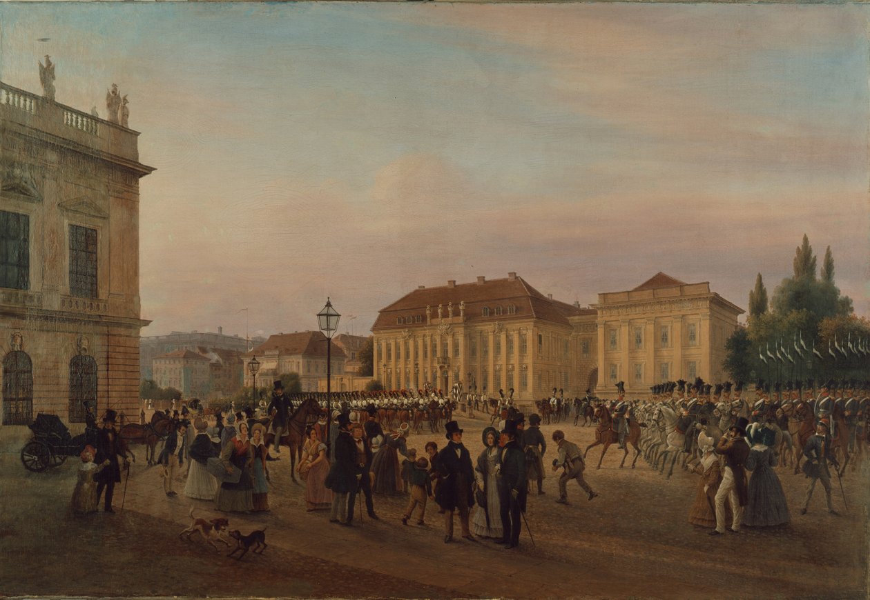 Průvod před královským palácem, 1839 od Wilhelm Bruecke