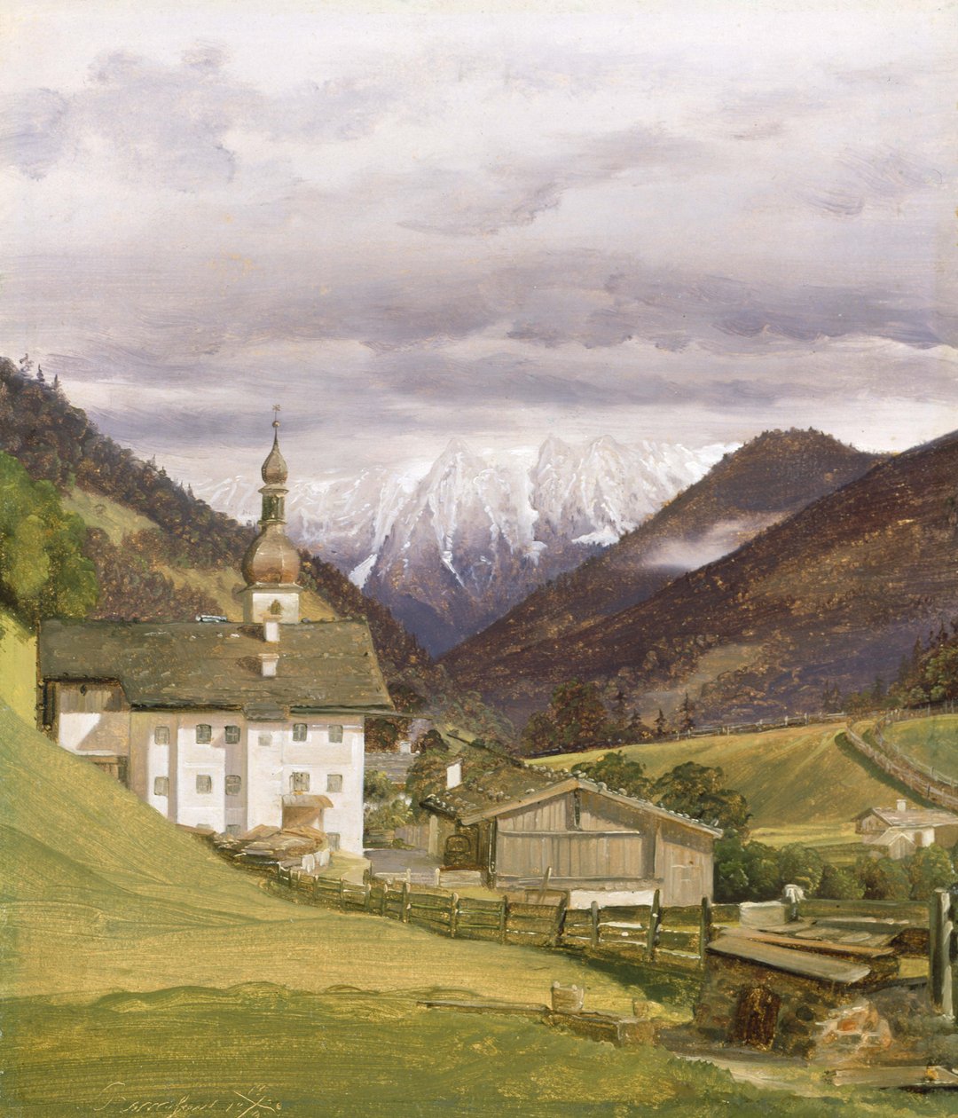 Kostel Ramsau, 1832 (olej na papíře) od Wilhelm Bendz