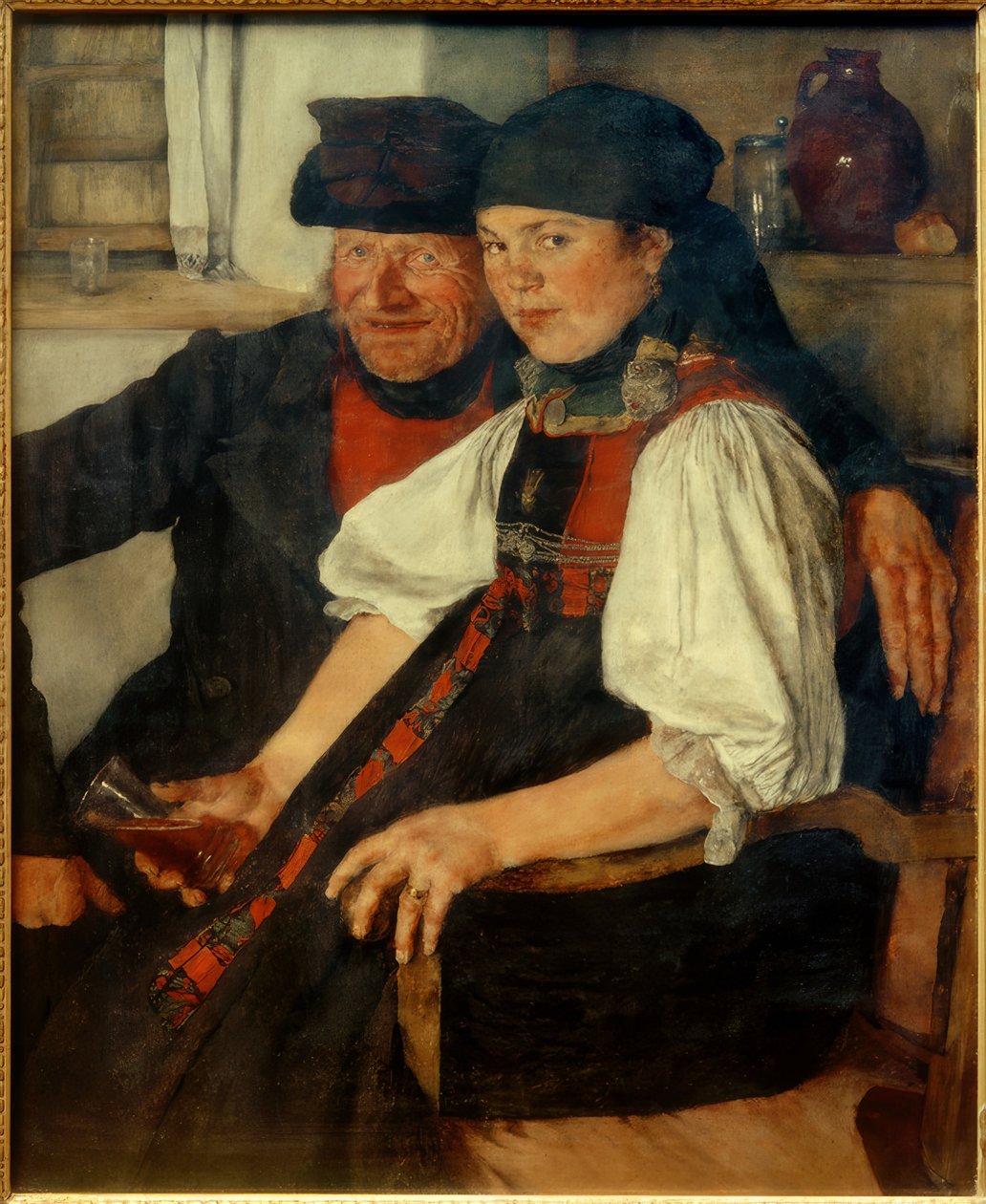 W.Leibl, starší farmář a mladá dívka od Wilhelm Maria Hubertus Leibl