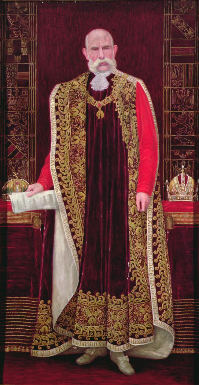Rakouský císař František Josef I. (1830-1916) v oficiálním rouchu Řádu zlatého rouna, kolem roku 1910 od Wilhelm List