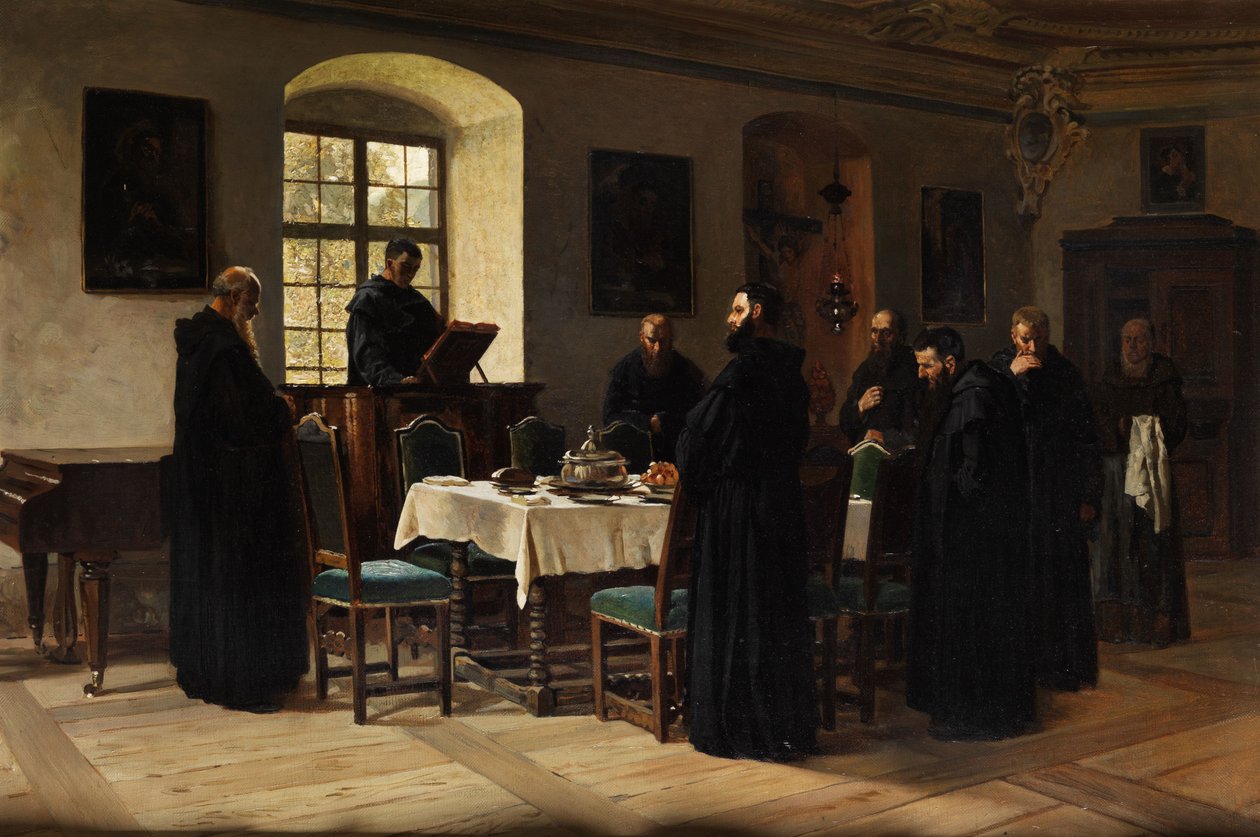 Mniši v refektáři od Wilhelm Ludwig Friedrich Riefstahl