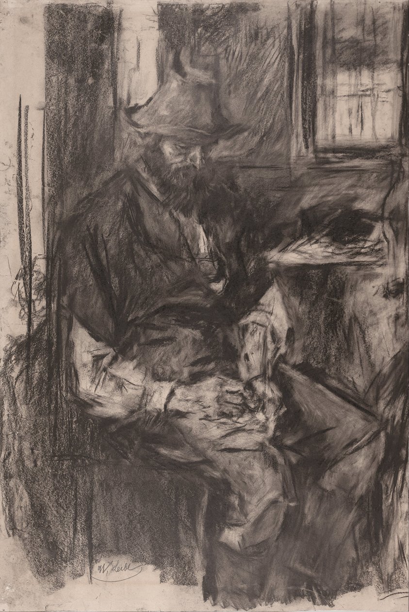 Farmář u stolu, ucpaný dýmkou, 1894 od Wilhelm Maria Hubertus Leibl