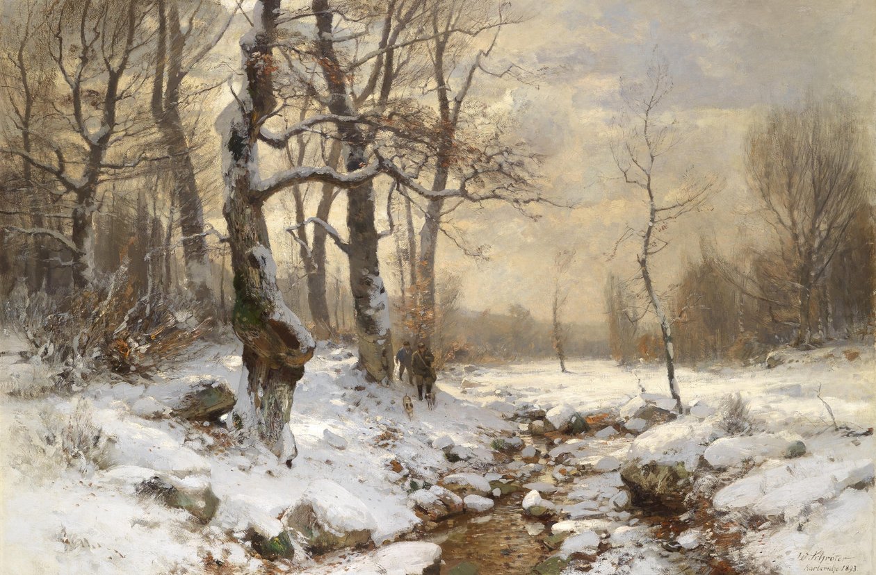 Lovec v zimním lese od Wilhelm Schröter