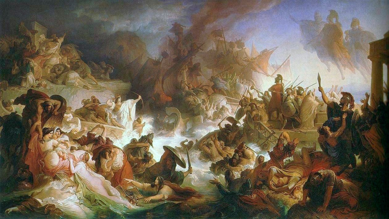 Námořní bitva u Salaminy od Wilhelm von Kaulbach