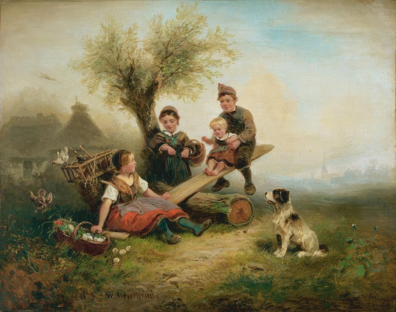 Děti si hrají na kraji vesnice od Wilhelm Alexander Meyerheim