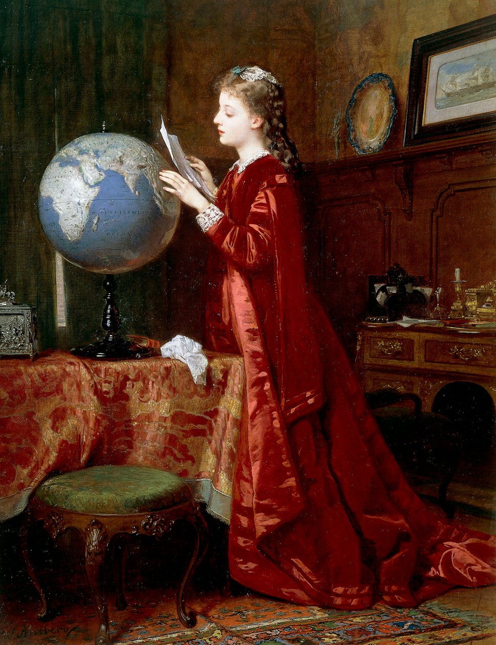 Daleká místa, Wilhelm Amberg (1822-1899), olej na plátně, 84x63 cm, Německo od Wilhelm Amberg