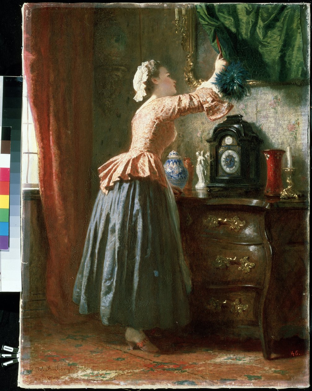 ""La femme de chambre"" (služka) Peinture de Wilhelm August Amberg (1822-1899) Muzeum umění Michaila Krošitského, Sevastopol (Sebastopol) Ukrajina od Wilhelm Amberg