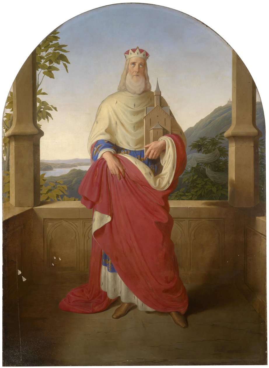 Bogdan Mandic, ou Frere Leopold dit Leopold de Castelnuovo - Saint Leopold devant le Danube et la montagne Leopoldsberg - Saint Leopold před výhledem na Dunaj a Leopoldsberg v pozadí, od Riedera, Wilhelma Augusta (1796-1880). Olej na plátně od Wilhelm August Rieder