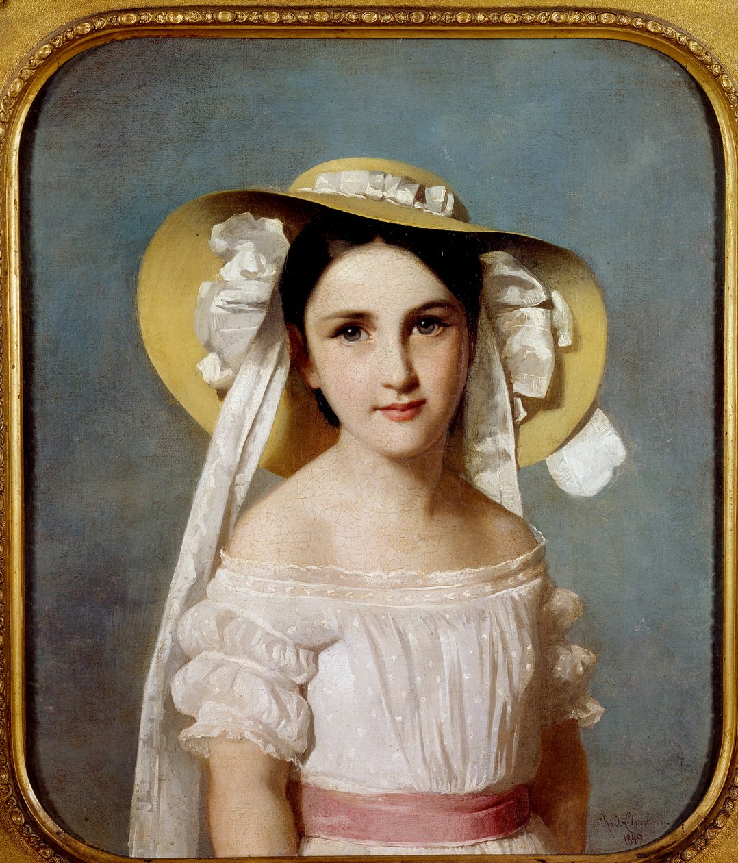 Portrét slečny Emily Leo. Portrét mladé dívky. Obraz od Whilema Lehmanna (1819-1905) od Wilhelm Auguste Rudolf Lehmann
