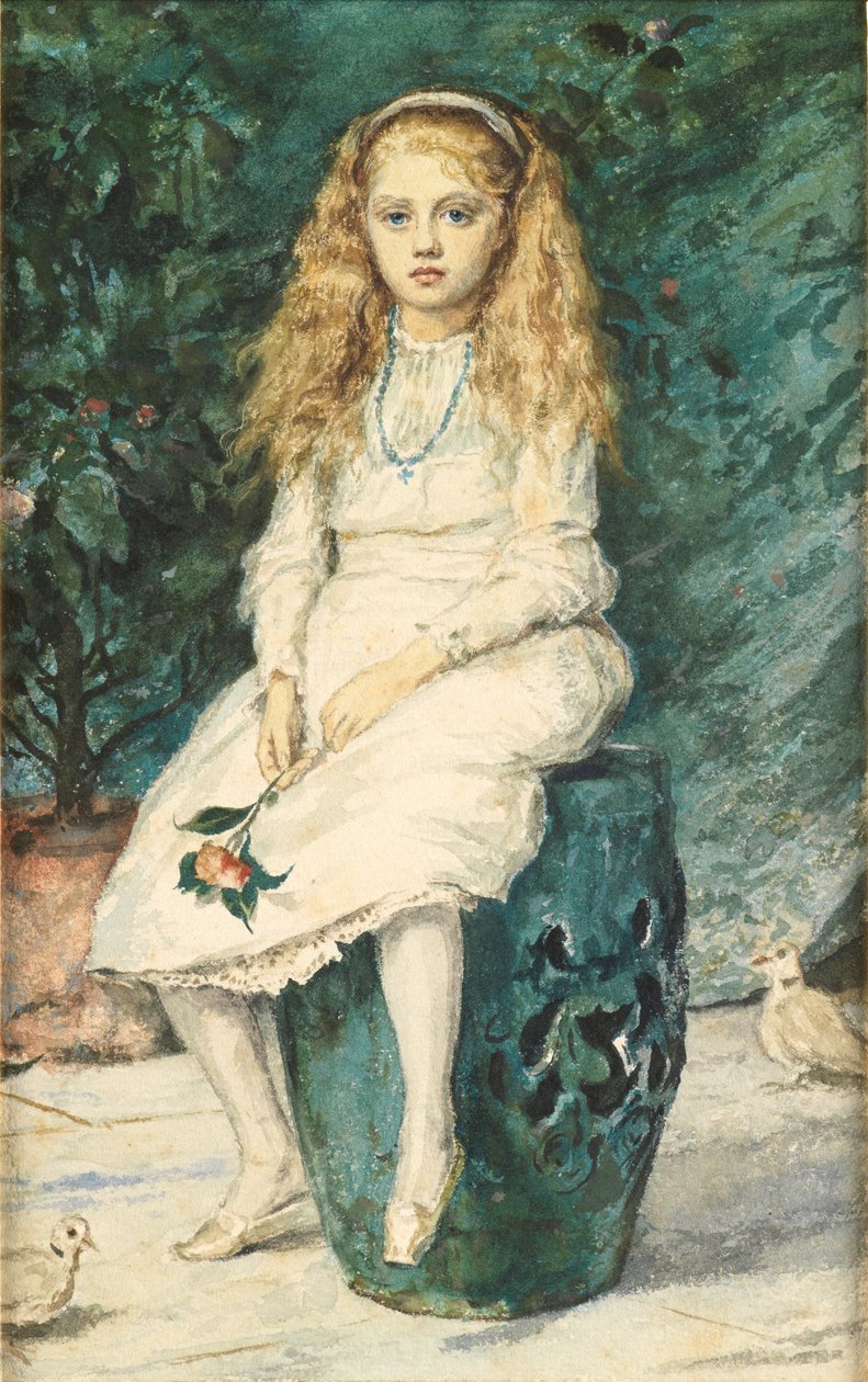 Portrét devítileté Niny Lehmannové podle Millaise (wc a tužka na papíře) od Wilhelm Auguste Rudolf Lehmann