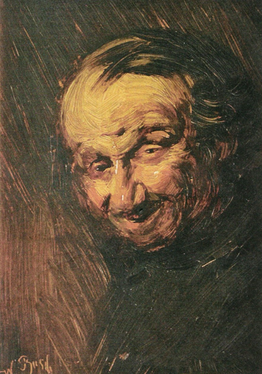 Německy: Kostěný muž, hlava starého muže od Wilhelm Busch