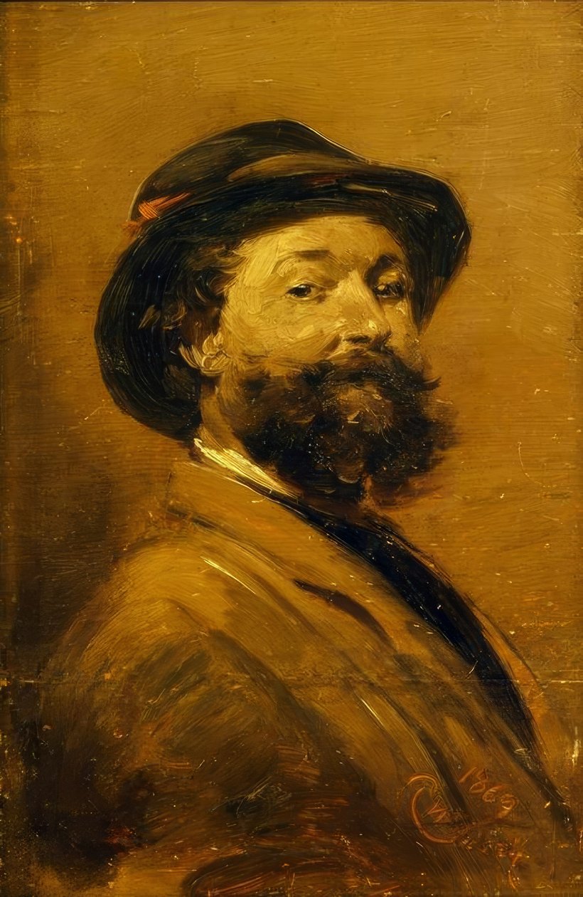 Autoportrét v šedohnědé barvě od Wilhelm Busch