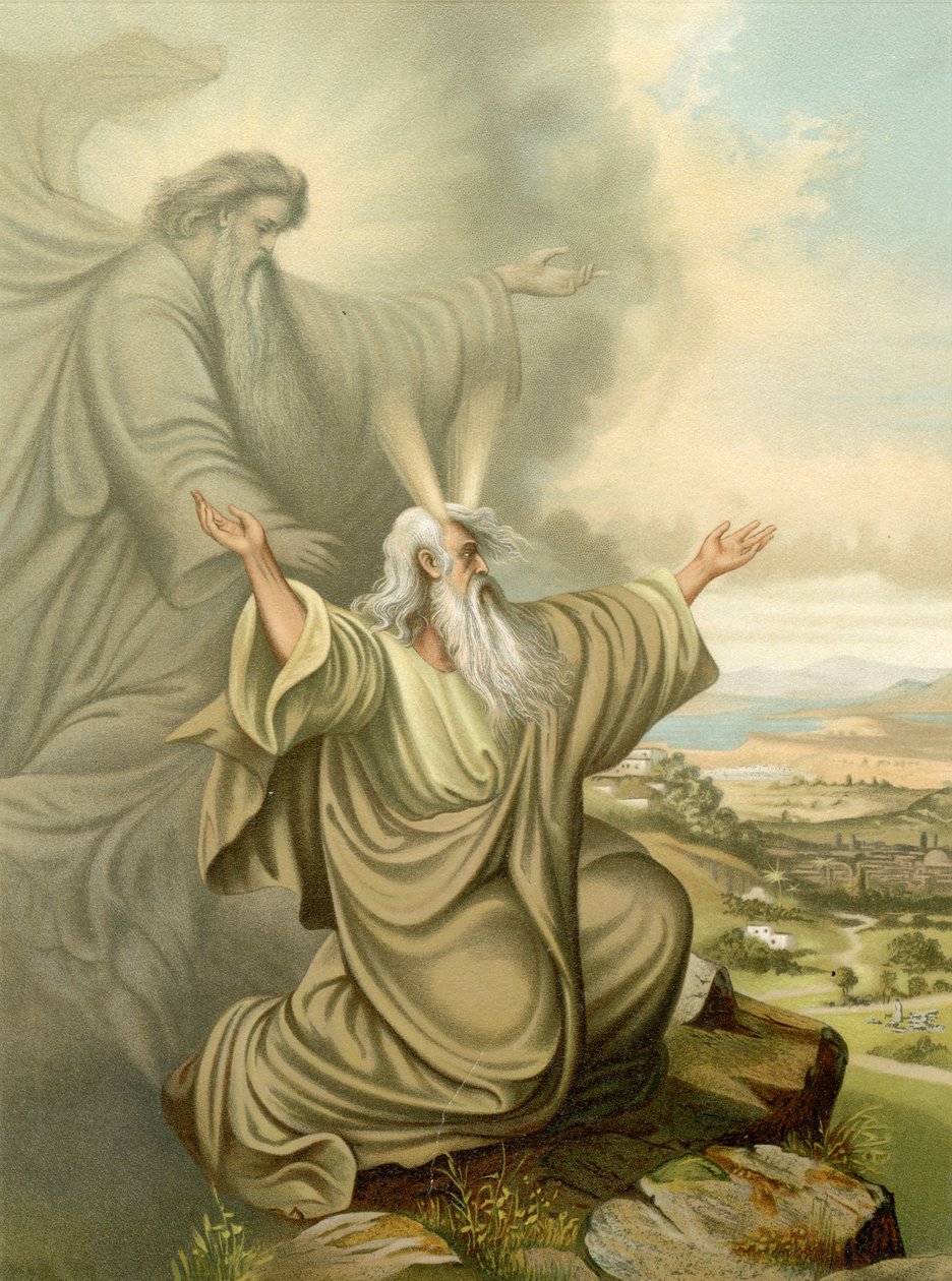Hospodin ukazuje Mojžíšovi zemi zaslíbenou (barva litho) od Wilhelm Ebbinghaus