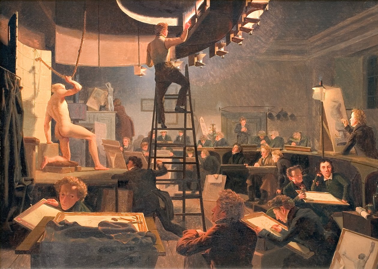 Třída života na Královské akademii výtvarných umění od Wilhelm Ferdinand Bendz