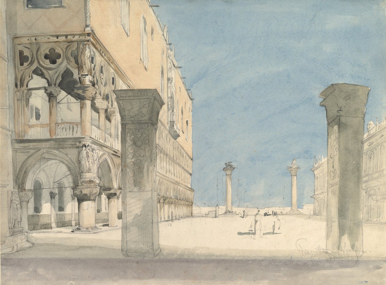 Pohled na náměstí Piazzetta di San Marco v Benátkách, 19. století. od Wilhelm Gail