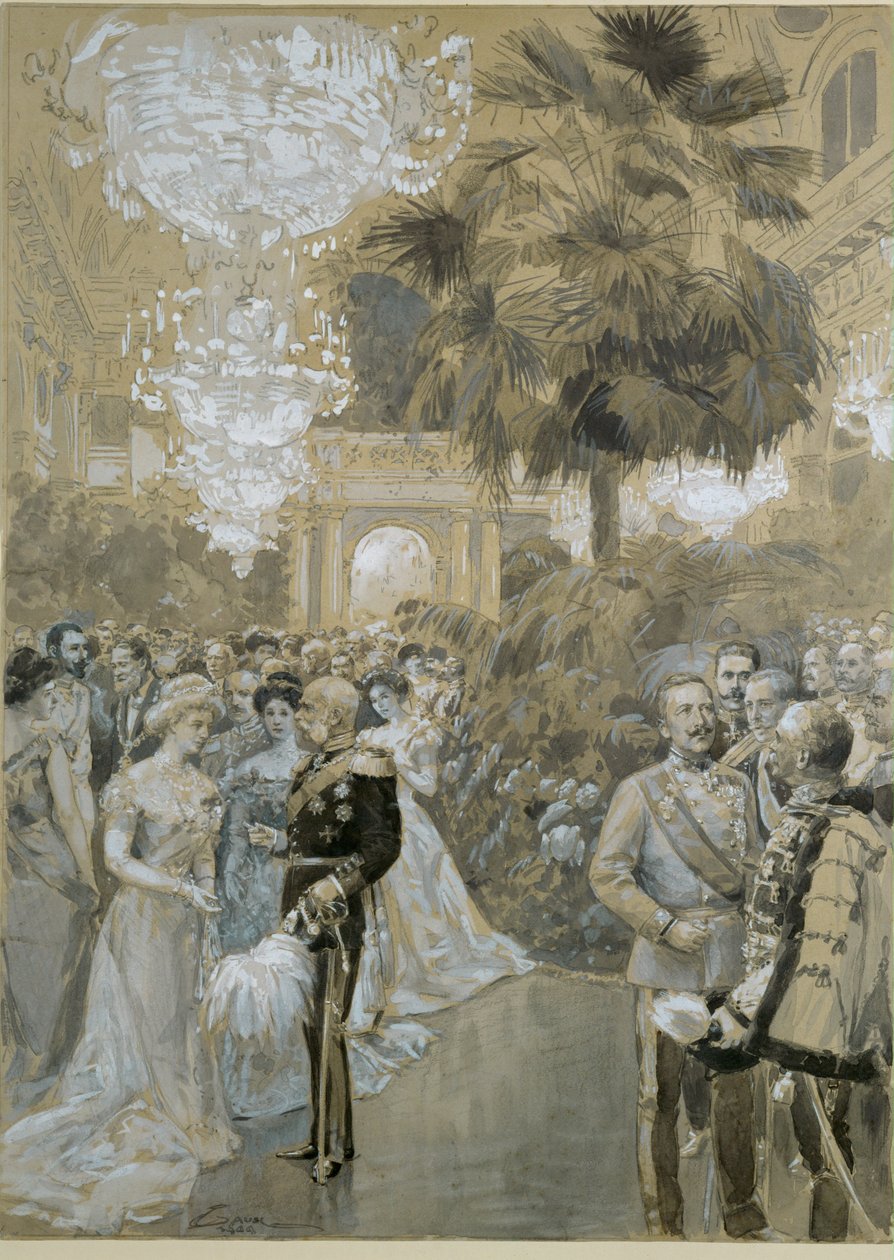 Dvorní ples ve vídeňském Hofburgu, městském paláci rakousko-uherských císařů ... od Wilhelm Gause