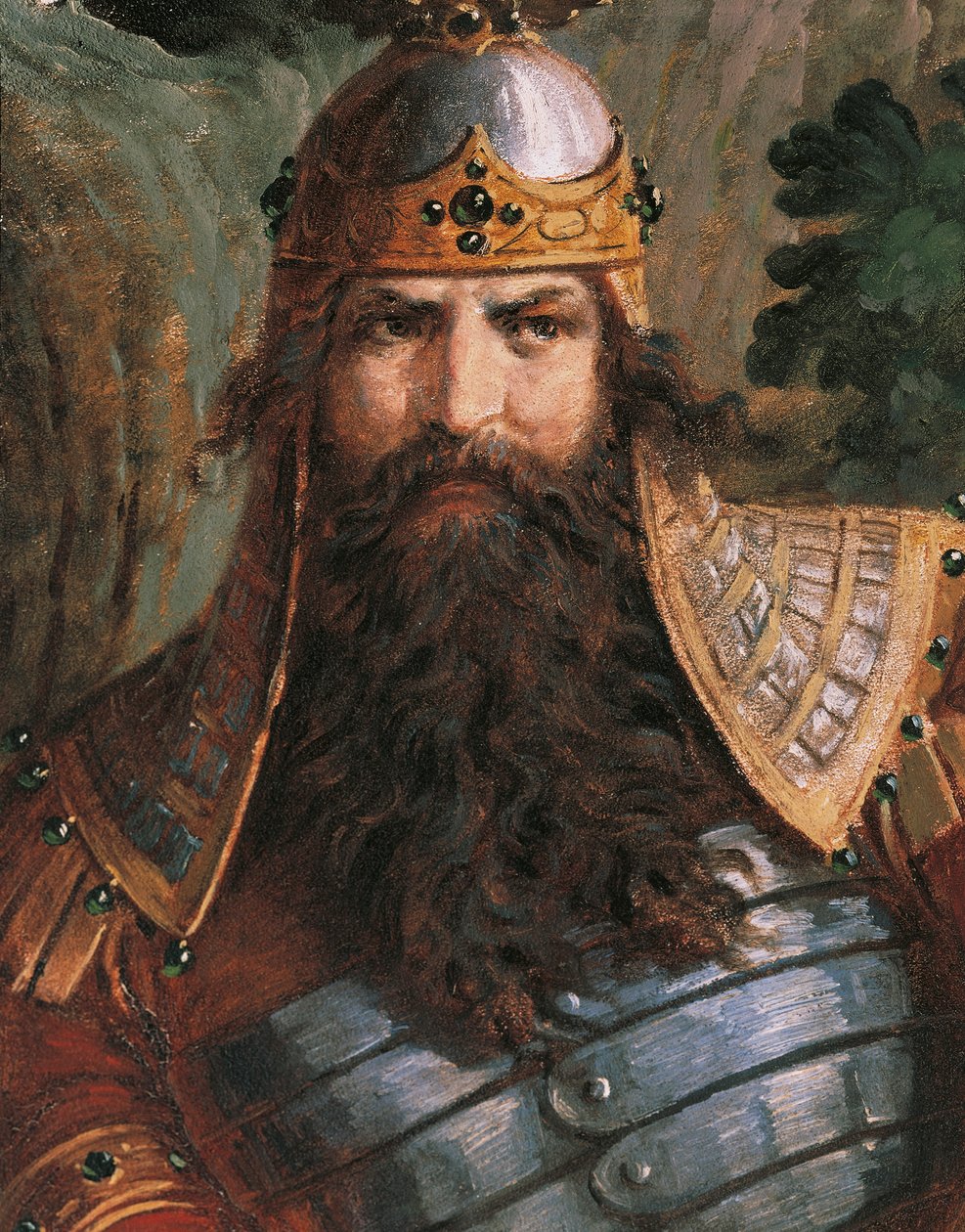 Gunther, král Burgundska, kolem 1882-83 (nástěnná malba) od Wilhelm Hauschild