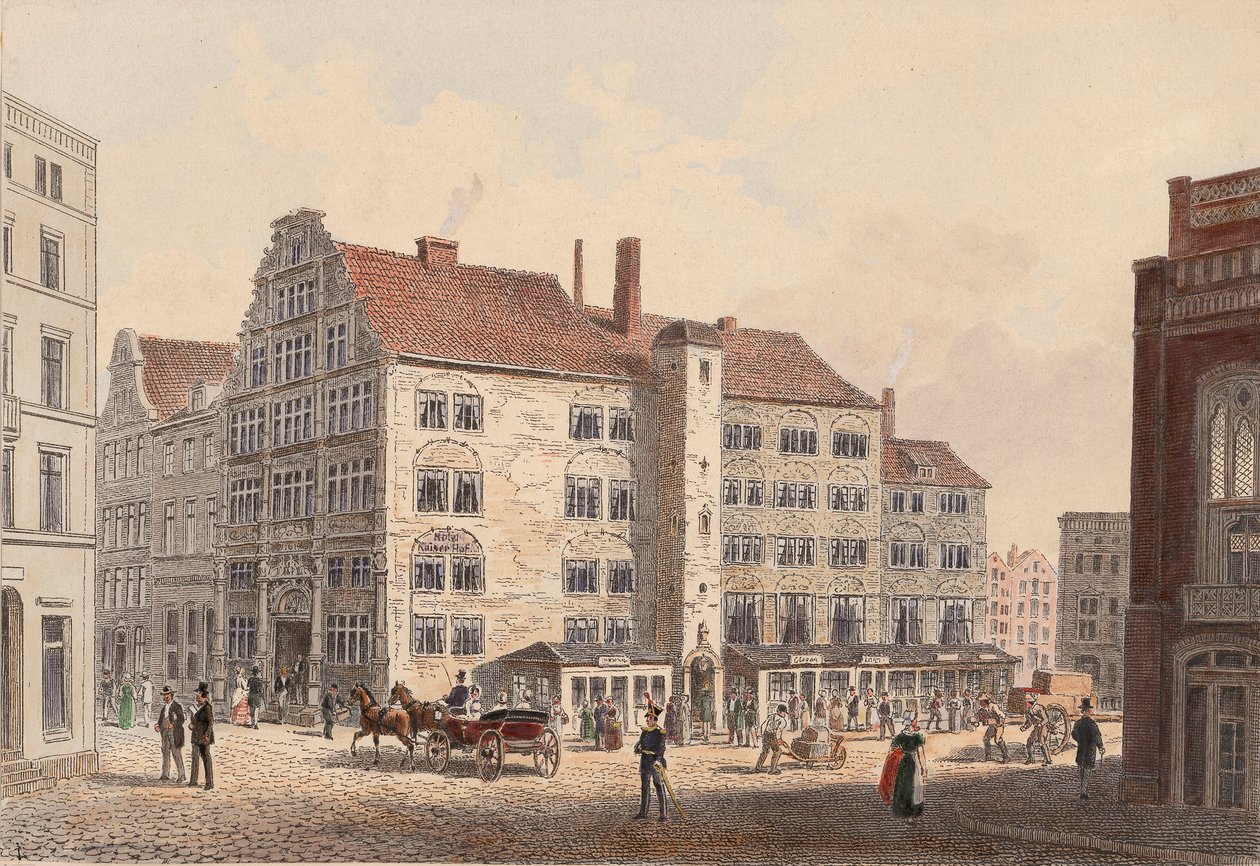 Hamburk 1845 kaiserhof pohled z boku hotelu od WIlhelm Heuer