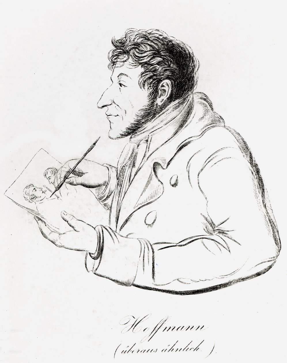 Autoportrét Hoffmanna, na němž se sám portrétuje (čb fotografie) od Wilhelm Hoffmann