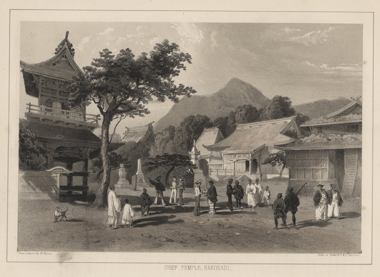 Hlavní chrám, Hakodadi, 1855 od Wilhelm Joseph Heine