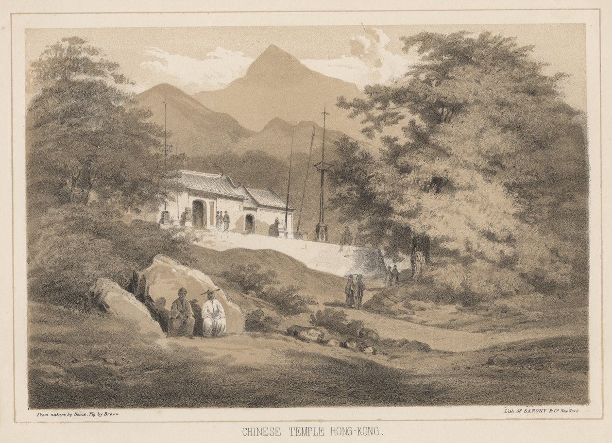Čínský chrám, Hong Kong, 1855 od Wilhelm Joseph Heine