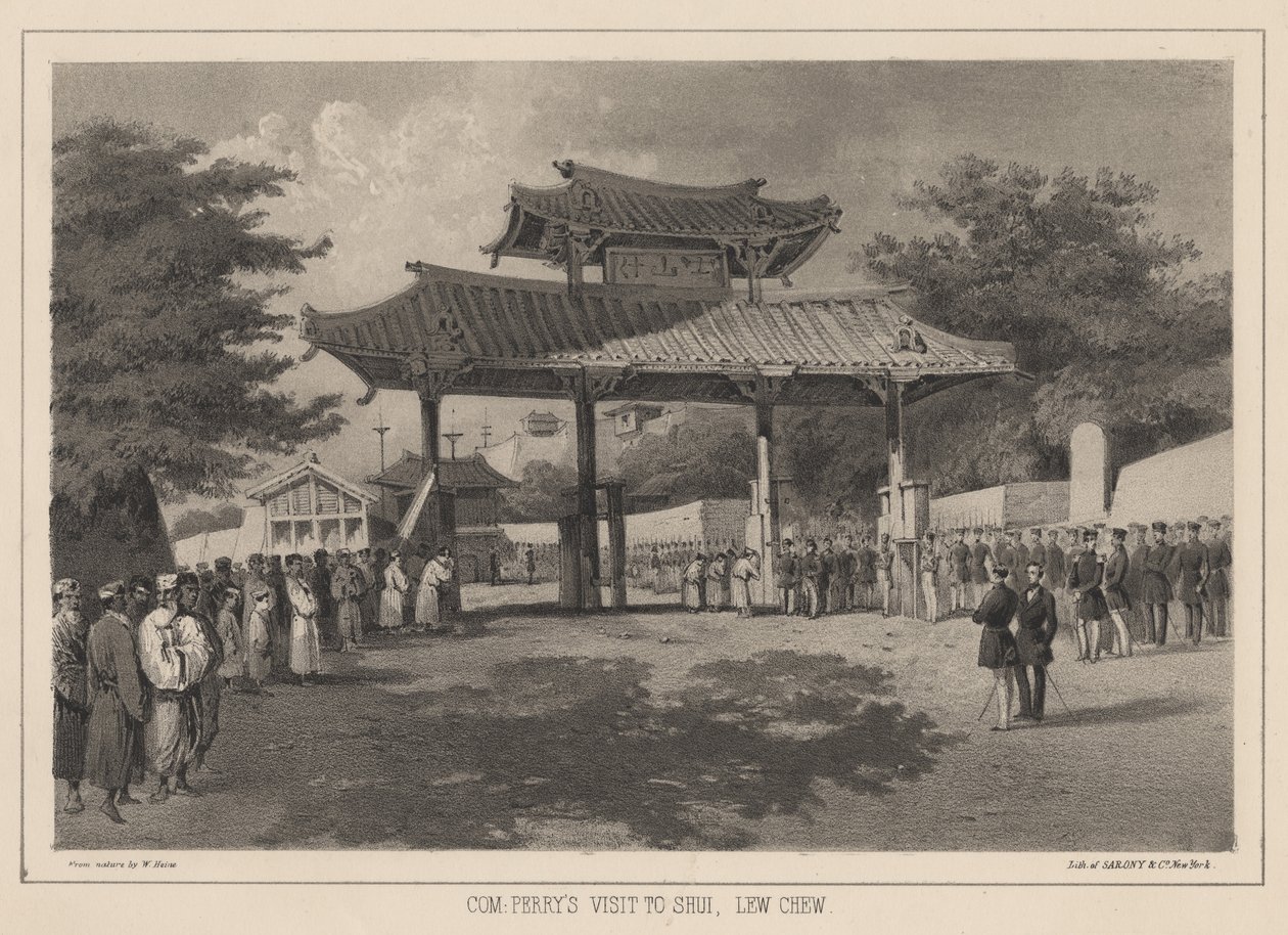 Com: Perryho návštěva v Shui, Lew Chew, 1855 od Wilhelm Joseph Heine