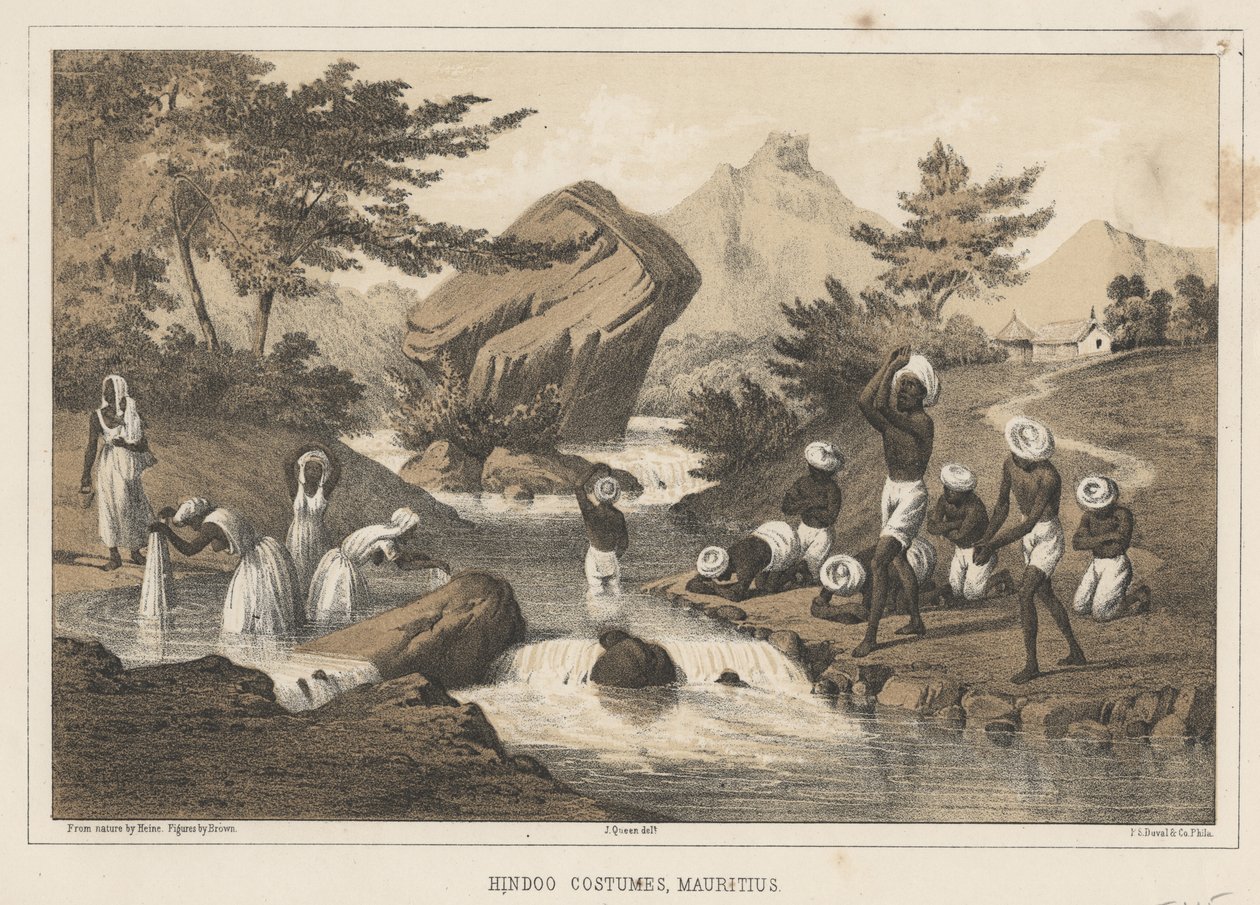 Hindoo kostýmy, Mauricius, 1855 od Wilhelm Joseph Heine