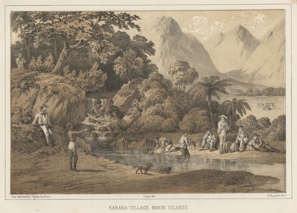 Kanaka Village Boninské ostrovy, 1855 od Wilhelm Joseph Heine
