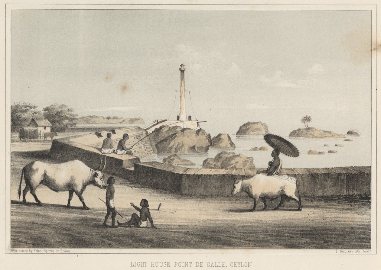 Maják, Point de Galle, Cejlon, 1855 od Wilhelm Joseph Heine