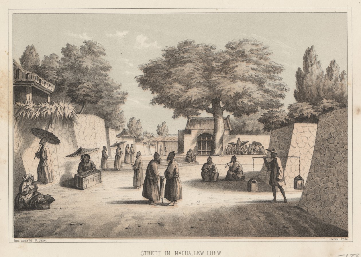 Ulice v Napha, Lew Chew, 1855 od Wilhelm Joseph Heine