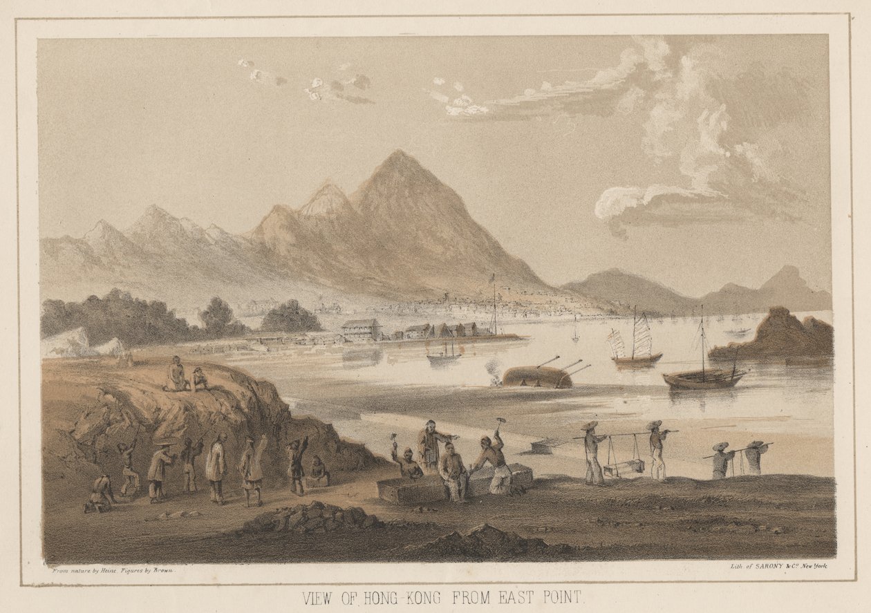 Pohled na Hong Kong z East Point, 1855 od Wilhelm Joseph Heine