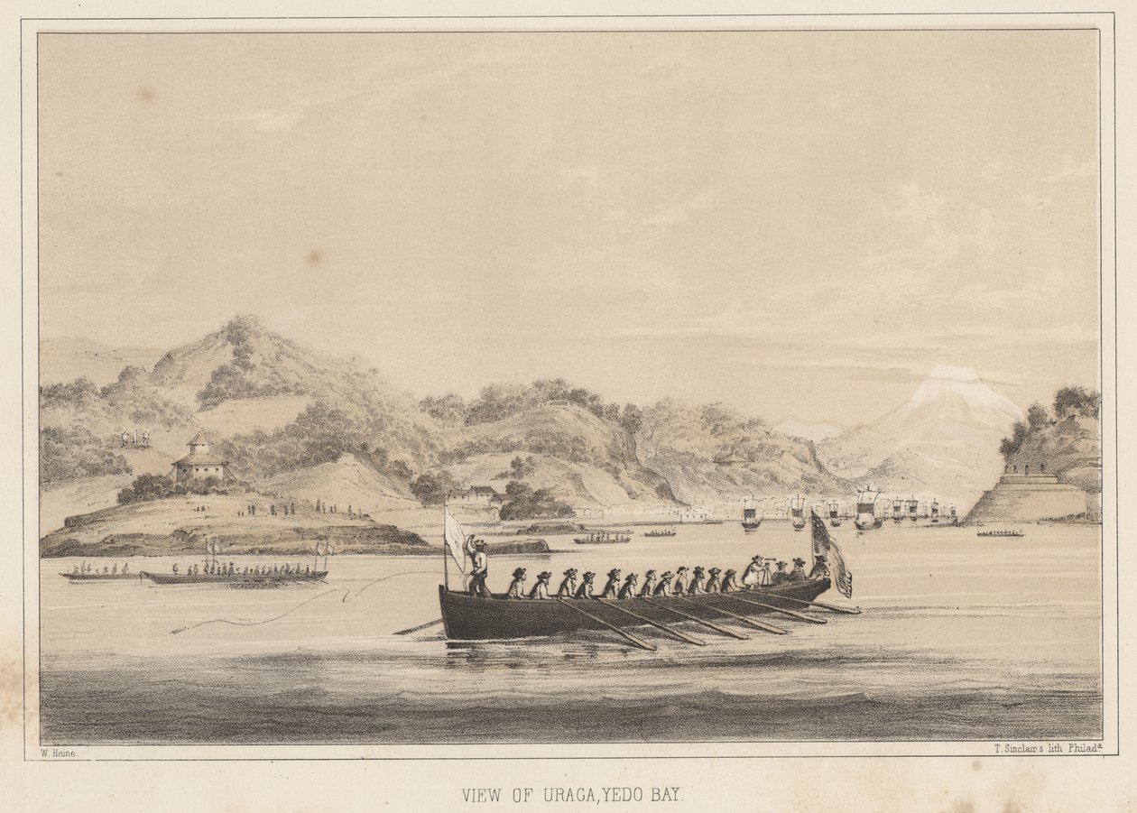 Pohled na Uraga, Yedo Bay, 1855 od Wilhelm Joseph Heine