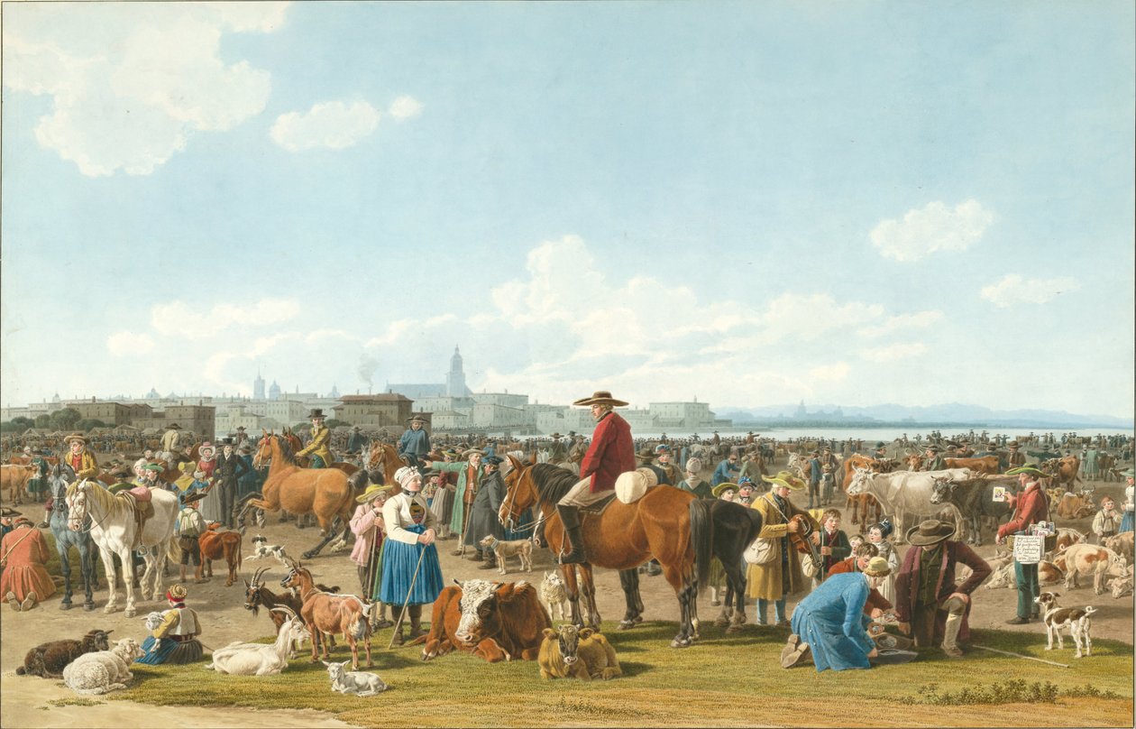 Dobytčí trh poblíž Genua, 1820 od Wilhelm Kobell Ritter von