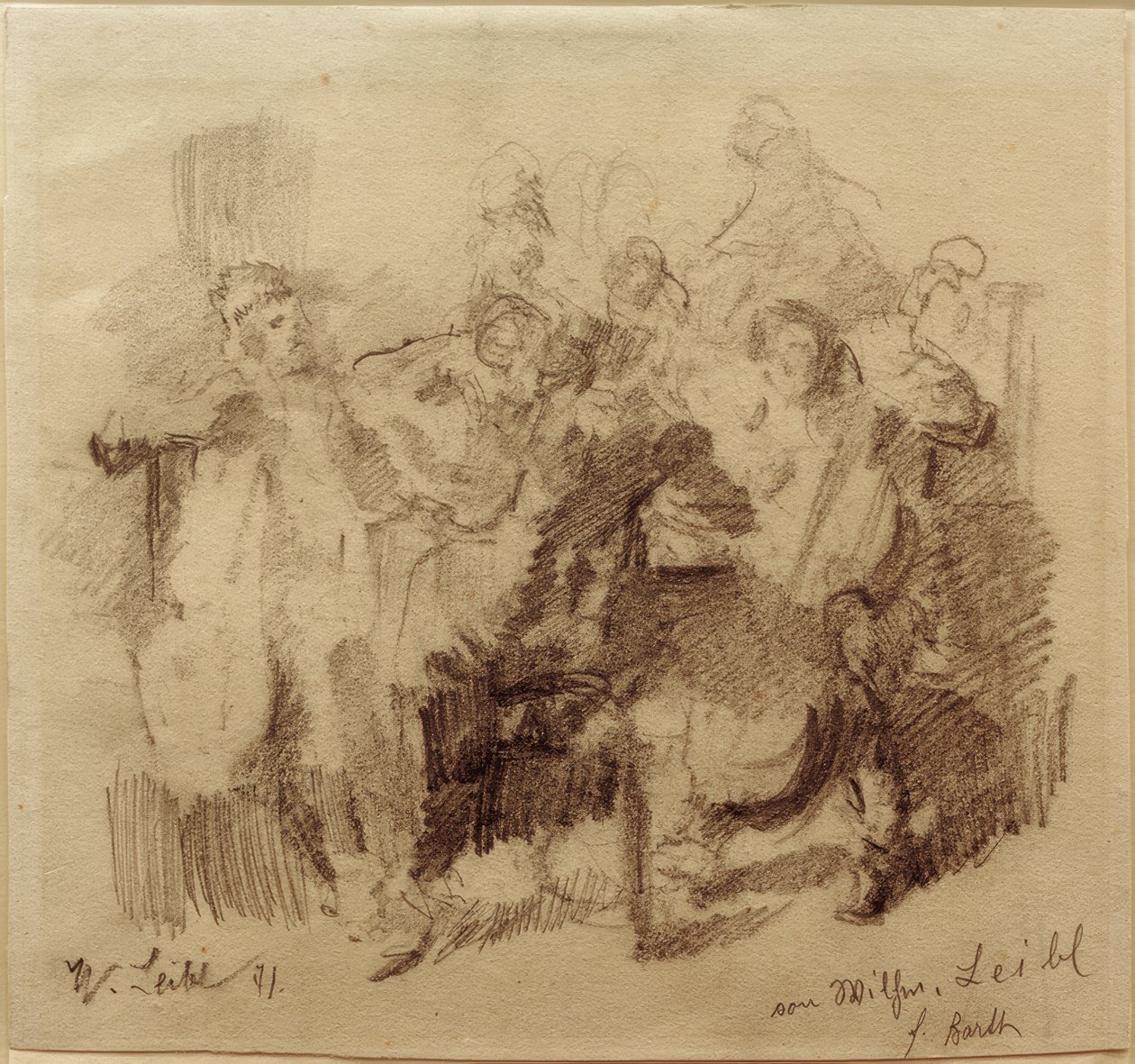 Design pro "Die Tischgesellschaft" s violoncellistou od Wilhelm Maria Hubertus Leibl