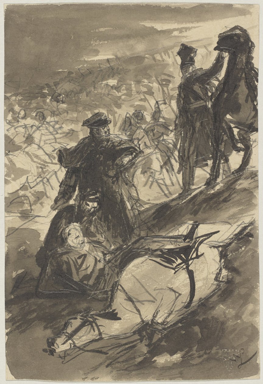 Blucherův pád v bitvě u Ligny od Wilhelm Lindenschmit der Jüngere