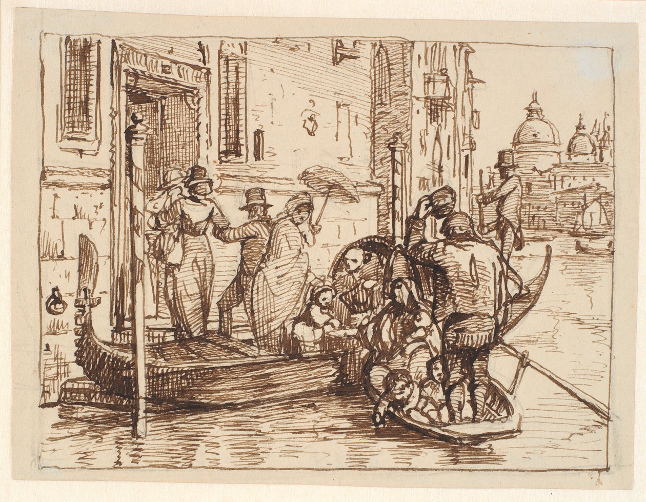 Vystupování z gondoly v Canal Grande v Benátkách. V pozadí Santa Marie delle Salute od Wilhelm Marstrand