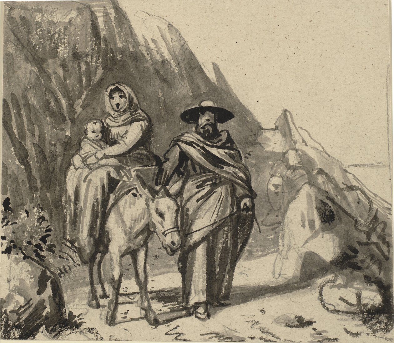 Svatá rodina, mezi skalami na cestě do Egypta od Wilhelm Marstrand
