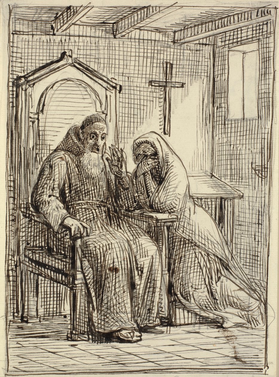 Zděšený zpovědník od Wilhelm Marstrand