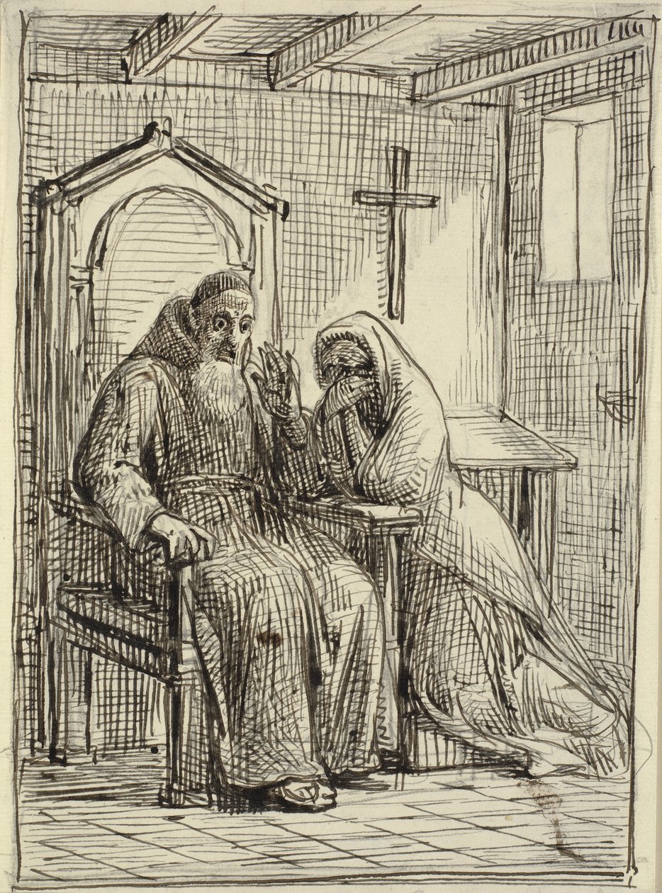 Zděšený zpovědník od Wilhelm Marstrand