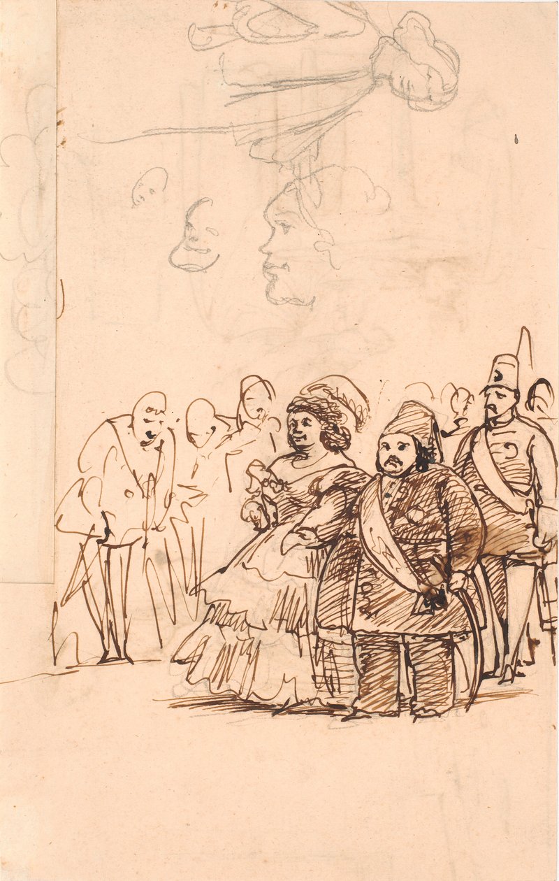 Turecký princ Mehmet Ali jako kavalír hraběnky Dannerové během své návštěvy v Kodani, květen 1859 od Wilhelm Marstrand