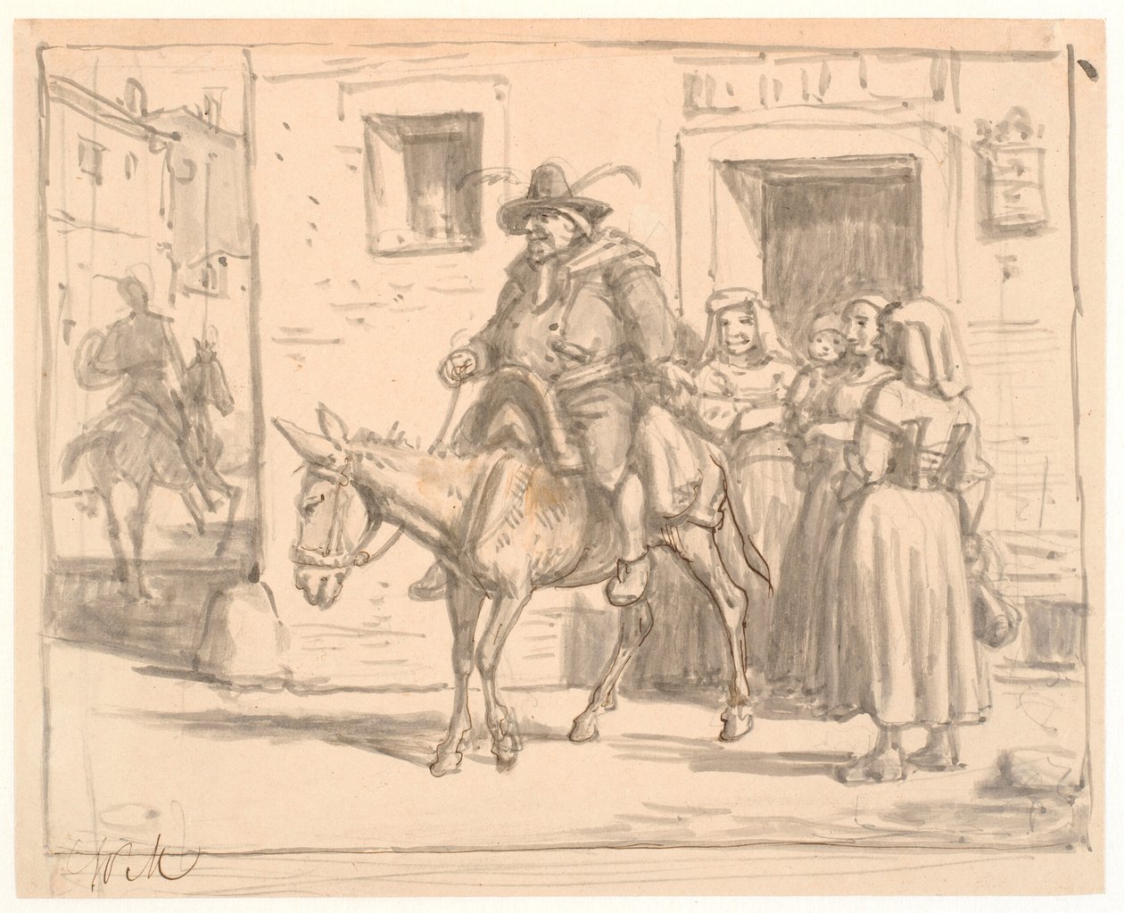 Don Quijote a Sancho Panza opouštějí krčmu od Wilhelm Marstrand