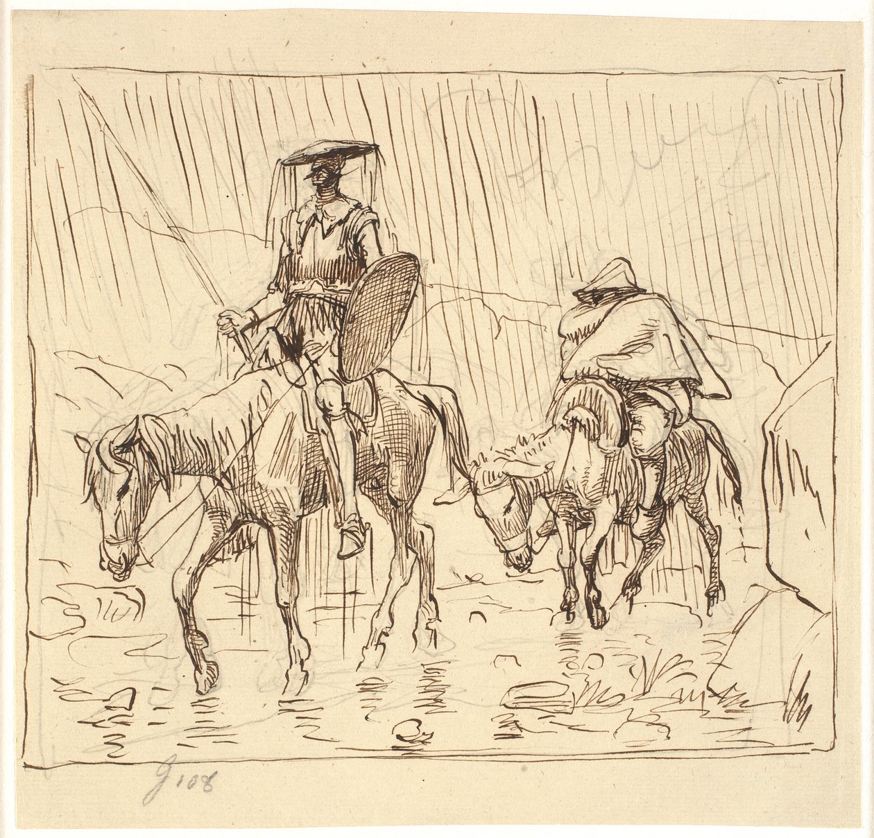 Don Quijote a Sancho Panza jedou v lijáku od Wilhelm Marstrand